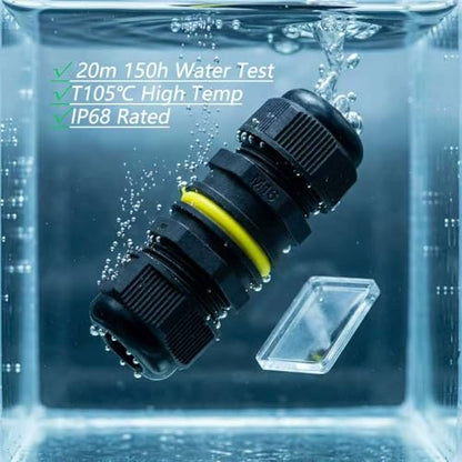 IP68 Waterproof Electrical Connector, PA66 Quick Connect for Outdoor Wires (Black, 2Pack-M16,2Way,3Pin) - color: Black, 2Pack-M16,2Way,3Pin