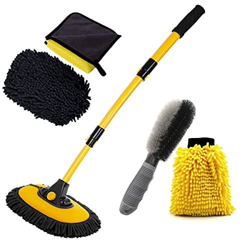 BMLEI Car Wash Brush with Long Handle, Cleaning Mop Car Wash Kit,Yellow - color: Yellow03