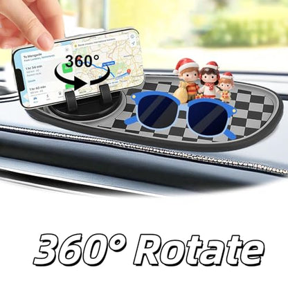 Universal Car Anti-Slip Mat Dashboard Mat with 360° Rotating Phone Holder with Temporary Parking Number, with Residue-Free Adhesive Tape, Multi-Functional Organizer Pad for Sunglasses, Keys (Gary)