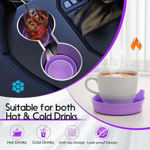 Amooca 2-Pack Car Cup Holder Coaster Bling Crystal Rhinestone Car Interior - color: Purple, size: 2 Pack