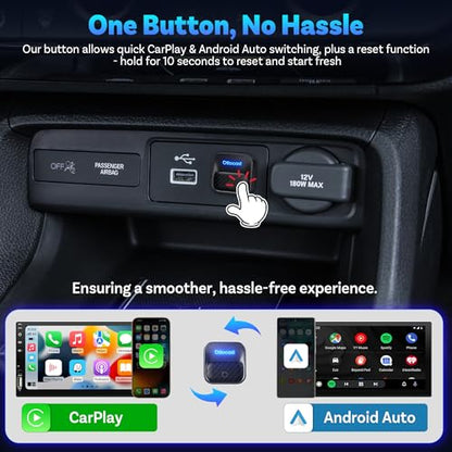 OTTOCAST Mini Core 2-in-1 Wireless CarPlay & Android Auto Adapter Mini Cube