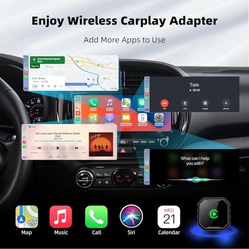 Wireless CarPlay Adapter for iPhone, Mini USB Design for Cars with Wired CarPlay, Fast Connection,5.8GHz WiFi,No Delay, Compatible with iOS 10+ & iPhone 6+
