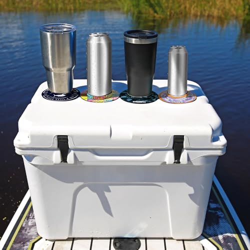 Lil Sucker Suction Cup Holder – Universal Drink Holder for Paddle Board, Kayak, ATV & Boat – Clip-On Coffee, Anti-Spill - Fish Themed Pack of 2 - color: Fish Themed