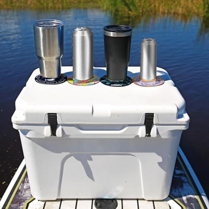 Lil Sucker Suction Cup Holder – Universal Drink Holder for Paddle Board, Kayak, ATV & Boat – Clip-On Coffee, Anti-Spill - Fish Themed Pack of 2 - color: Fish Themed