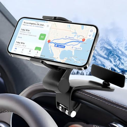 Car Phone Holder, Multifunctional Dashboard Phone Holder for Car, 360 Degree Rotation Auto Cell Phone Mount, Universal Dash Board Car Clip Mount Stand for All Smartphones 4"-7"