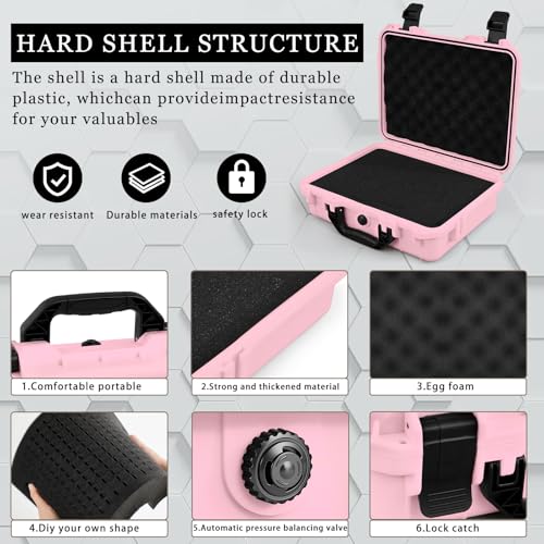 Relaxweex 8.5 x 6.5 x 3.7 Inch Hard Case, Grid Shell, Pink - color: Pink, size: 8.5 x 6.5 x 3.7 Inch, style: Grid Shell