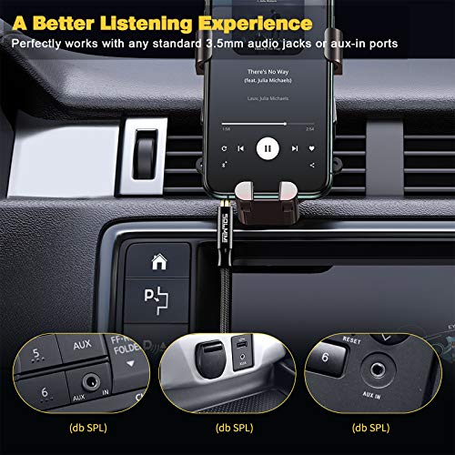 Aux Cord for Car Lossless Auxiliary Cord Nylon Braid, Male to Male 3.5mm Audio Cable (3.9 ft/1.2 m) for Home Stereo Headphone Speaker PC Laptop Smartphone and More –Matte Black - style: MTM