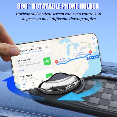 HZEL Car Dash Anti-Slip Pad, 3 in 1 Rotating Vehicle Dashboard Mat with Temporary Parking Number, Anti-Shake Auto Phone Sunglasses Keys Holder Organizer Pad, Universal Fit (Black/Silver) - color: Black/Silver