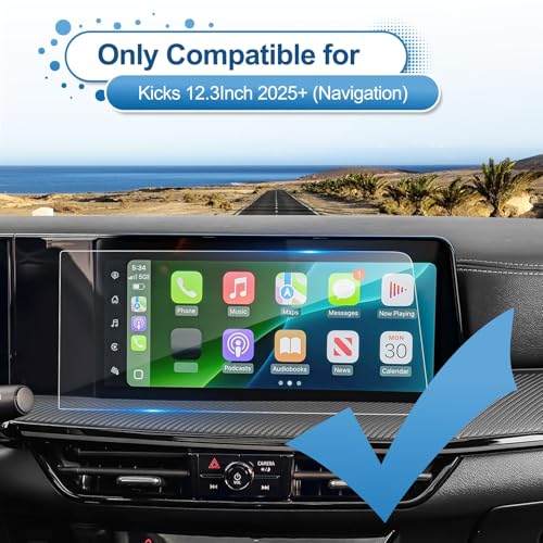 2025 2026 Kicks Screen Protector for Nissan Kicks (SV/SR/S) 12.3-inch Touch Screen, 9H Tempered Glass 2026 Kicks Accessories Anti-Scratch&HD Transparent 12.3" - size: 2025+ Kicks 12.3In (Navi)