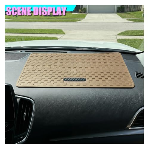 Car Dashboard Anti-Slip Pad, 10.6" × 5.7" Universal Sticky Gripping Mat, Multifunctional Automotive Interior Cell Phone Holder for Sunglasses, Keys, Coins, GPS, Electronic Devices (Beige) - color: Beige