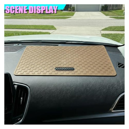 Car Dashboard Anti-Slip Pad, 10.6" × 5.7" Universal Sticky Gripping Mat, Multifunctional Automotive Interior Cell Phone Holder for Sunglasses, Keys, Coins, GPS, Electronic Devices (Beige) - color: Beige