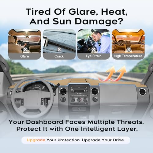 CARTIST Beige Dash Cover for 2004-2008 Ford F150 F-150 Dashboard Cover Accessories,Non-Slip Anti-Glare UV Protection Dashboard Mat - color: 4)04-08 F-150(Beige)