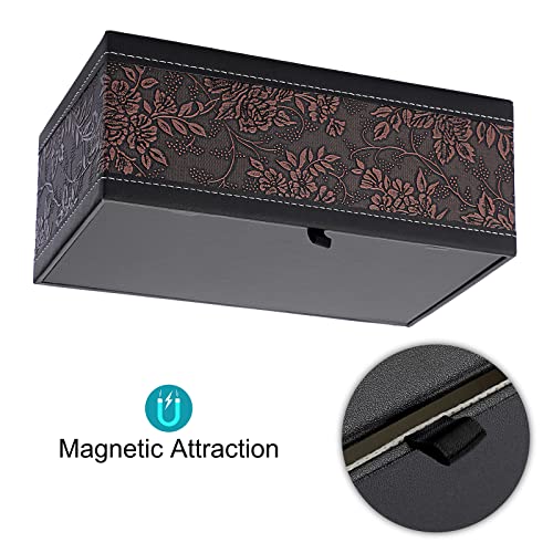 Sumnacon Tissue Box Cover Rectangule Leather Tissue Box with Magnetic Bottom,Stylish PU Tissue Box Holder for Bathroom Toilet Bedroom Living Room Desk Table Office Car (Pack of 2) - color: Brown, size: Medium (Pack of 2)