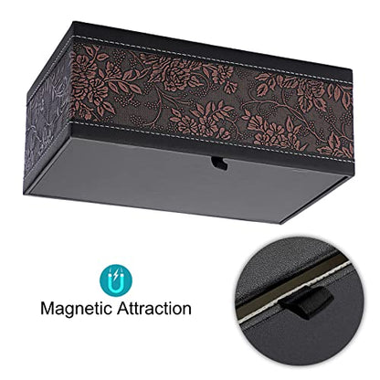 Sumnacon Tissue Box Cover Rectangule Leather Tissue Box with Magnetic Bottom,Stylish PU Tissue Box Holder for Bathroom Toilet Bedroom Living Room Desk Table Office Car (Pack of 2) - color: Brown, size: Medium (Pack of 2)