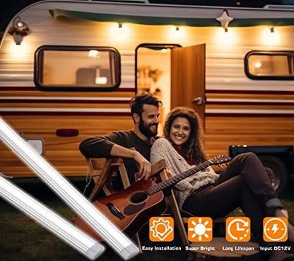 RV Interior LED Light Bar DC 12V 15" Strip Light Fixture, Daylight, 4Pack