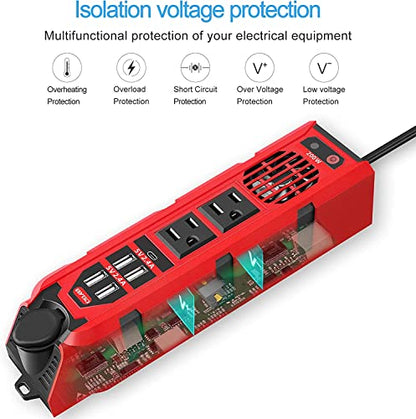 BYGD 200W Car Power Inverter DC 12V to 110V AC Car Adapter Outlet Converter - color: Red