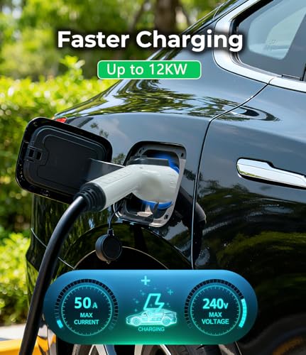 EV Charger Extension Cable, 50A 17ft SAE J1772 Extension Cord Compatible with 110V-240V Level 1/Level 2 EV Chargers for J1772 EVs/PHEVs,IP67 Waterproof Car Charger Extension Cable with Bag - size: 17FT-50A
