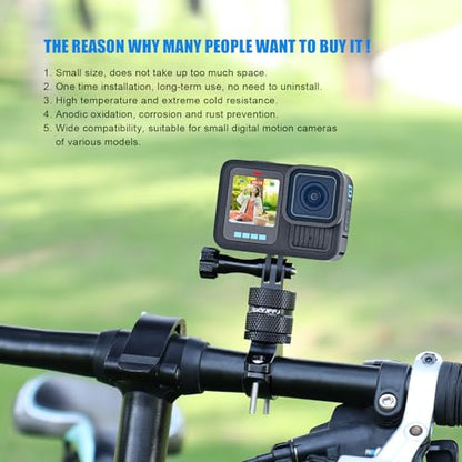 360 Degree Rotation Aluminum Motorcycle Bicycle Rack Mount Holder,Intended for GoPro Hero 13/12/11/10/9/8/Max,DJI Osmo Action 5Pro/4/3,Insta 360 Ace Pro 2/Pro/Ace - color: Black
