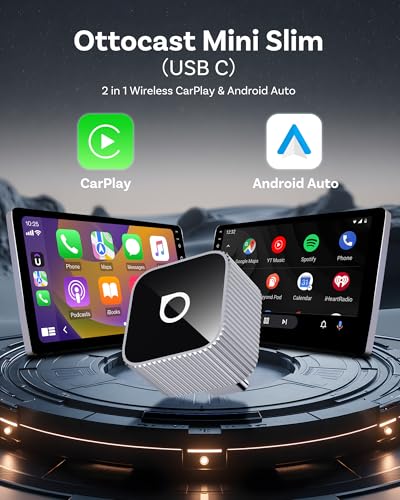 OTTOCAST Mini Cube 3.0 USB C Wireless CarPlay & Android Auto Adapter 2026– Plug & Play, Fast Auto-Reconnect (Silver) - color: Silver, size: USB C