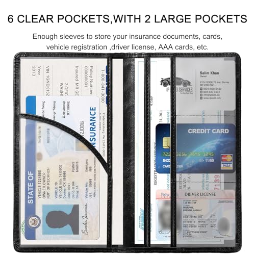 LumiMokki Premium Car Registration & Insurance Card Holder, Cowhide Black - color: 02-Cowhide Black