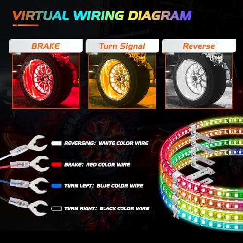 Nilight 4PCS 17.5inch Double Row LED Wheel Ring Light RGB with APP & Remote - color: RGB-Double Row, size: 17.5inch