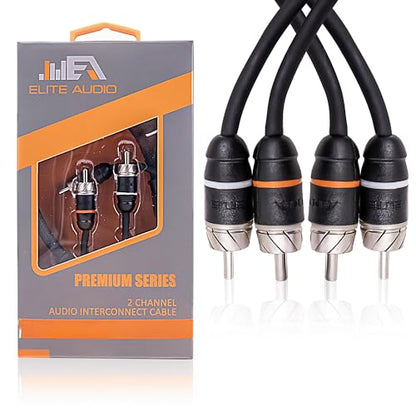 Elite Audio Premium Series 1.5ft. 2-Channel Car Audio RCA Short Cable – Double Shielded, Oxygen Free Copper, Noise Reducing Audio Cable for Amplifiers, Subwoofers, Speakers, Processors – PRM1.5 - size: 1.5' (ft), style: 2-Channel