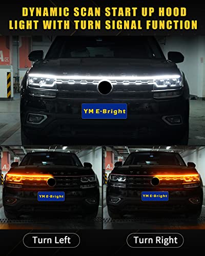 YM E-Bright LED Hood Light Strip, 70in White Amber Switchback DRL 12V 1Set - color: White/Amber Switchback, size: 70 inches