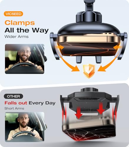 VICSEED Car Phone Holder with Metal CD Slot & Air Vent Clip [Secure Hold] - color: Black