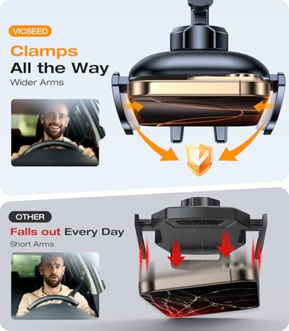 VICSEED Car Phone Holder with Metal CD Slot & Air Vent Clip [Secure Hold] - color: Black