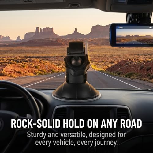 ULTECHNOVO Car Suction Mount Bracket L Shaped Dash Cam Mount for Dashboard and Windshield 360 Degree Adjustable Driving Recorder Holder for Cars Taxis Trucks
