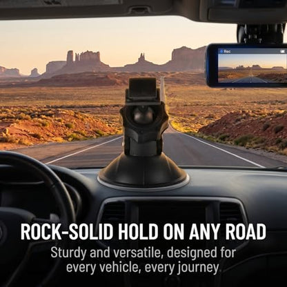 ULTECHNOVO Car Suction Mount Bracket L Shaped Dash Cam Mount for Dashboard and Windshield 360 Degree Adjustable Driving Recorder Holder for Cars Taxis Trucks