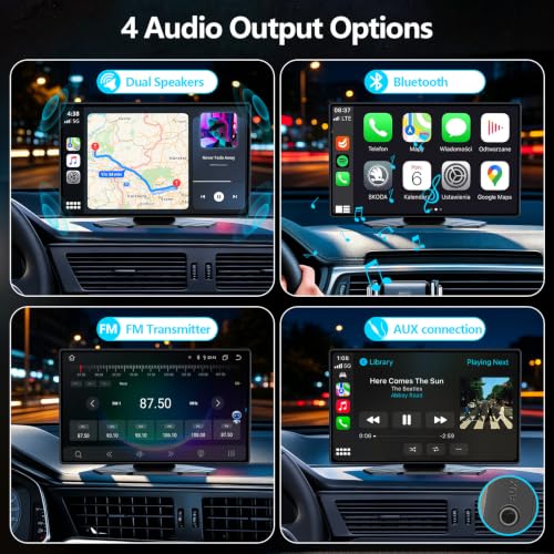 9" Wireless CarPlay Screen with Apple Car Play & Android Auto for Car, OTA Updates, Backup Camera, Bluetooth 5.0, Mirror Link, Voice Control, GPS Navigation, FM, AUX