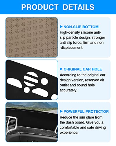 CARTIST Dashboard Cover Mat for 2011-2019 2020 2021 Jeep Grand Cherokee Accessories Dash Cover Suede Dash Mat Sunshade Glare UV Rays Protector (NOT for Jeep Cherokee & Grand Cherokee L) - size: dash mat for Jeep Grand Cherokee 2011-2021