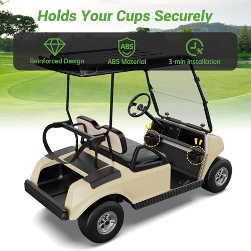 10L0L Golf Cart Dual Cup Holder for Club Car DS 1993-Up Gas & Electric Carts, Black ABS Plastic Drink Holder Storage Accessories, OEM# 1016811 101708301, 2 Pack