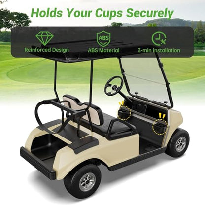 10L0L Golf Cart Dual Cup Holder for Club Car DS 1993-Up Gas & Electric Carts, Black ABS Plastic Drink Holder Storage Accessories, OEM# 1016811 101708301, 2 Pack