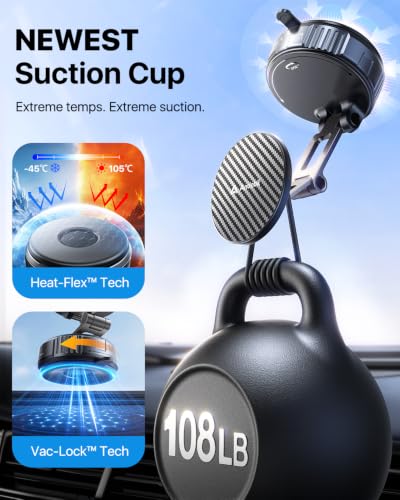 andobil 2026 Upgraded for Magsafe Car Mount [3-Axis Adjustable, 108LBS+ Strongest Scution] Vacuum Magnetic Phone Holders for Your Car, Rotatable Car Phone Holder Mount for iPhone 17 Pro Max 16 15 14