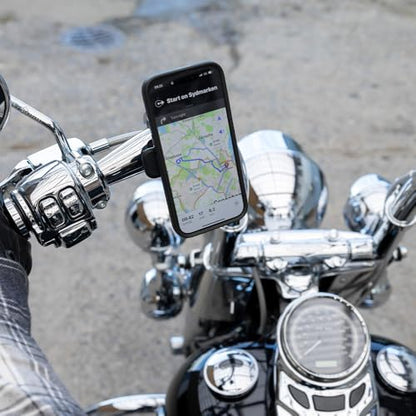 Quad Lock Handlebar Motorcycle Phone Mount PRO Chrome - Large Kit with Vibration Dampener and MAG Universal Adaptor - size: Handlebar Chrome Mount PRO Large