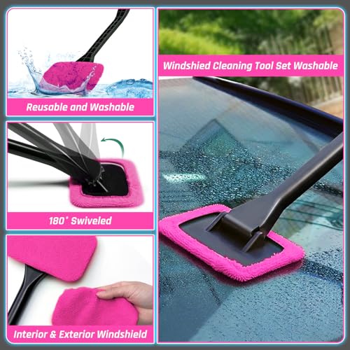 47PCS Car Detailing Kit Interior Cleaner, Car Cleaning Supplies with High Power Car Vacuum Cleaner,Auto Detailing Kit,Car Wash Kit with Bucket Detailing Brush Set,Pink Car Accessories for Women - color: 47PCS