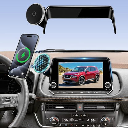 Phone Mount for Nissan Rogue S/SV/Rock Creek (2021-2026,Fit 8inch ONLY), Altima Platinum (2019-2025), Sentra SR/SV (2020-25), 15W Wireless Charger, Magnetic Phone Holder, 360°, Magsafe, Hands Free - size: Nissan Rogue | 2021-2025 (8" Screen)