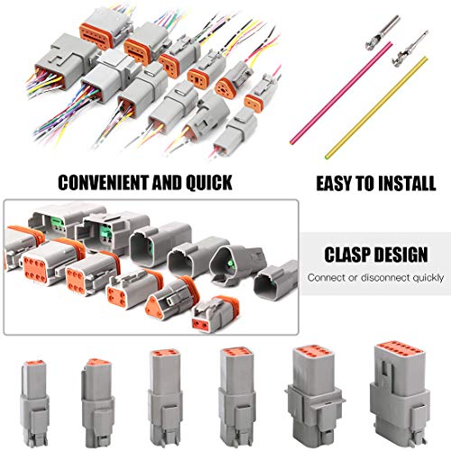 Glarks 54Pcs 4 Pin Way Sealed Gray Male and Female Auto Waterproof Electrical Wire Connector Plug 22-16AWG Connector for Motorcycle, Scooter, Car, Truck, Boats - size: 4 Pin