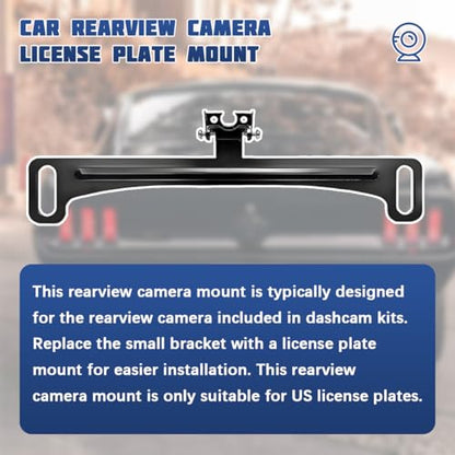 Car Rear View Camera License Plate Bracket, Anti-Rust Vehicle License Plate Back up Camera Mount, Automotive Dashcam Mirror Reverse Rear Installation Holder, Universal for Vehicles