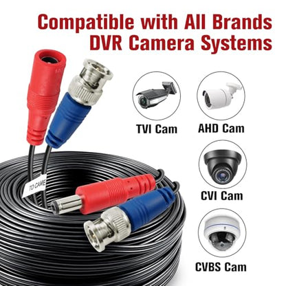 SHD 33Feet BNC Vedio Power Cable Camera Video BNC Cable Wire Cord for Surveillance CCTV Security System with Connectors(BNC Female and BNC to RCA) - size: 33Feet