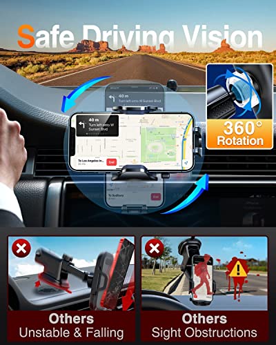 VANMASS Phone Holders for Your Car Ultimate Military-Grade Car Phone Holder Mount【Patent & Safety Certs】Upgraded Shockproof Truck Air Vent Phone Mount for iPhone 17 Pro Max 16 Samsung Android,Silvery - color: Silver