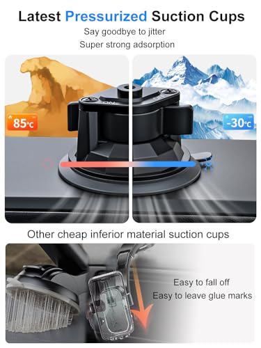 Heavy Duty Dual Tablet Holder for Car/Truck [Metal Arm] Dashboard Windshield Double Mount for Vehicle Dash Suction Stand for iPad Pro/Air/iPhone, 5.5-15.6" Tablets Phone
