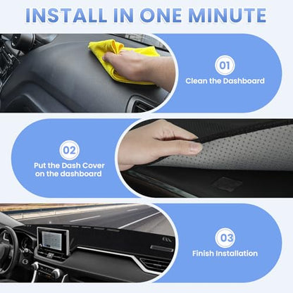 Sunsdrew Black Dash Cover for 2019-2025 Toyota Rav4 Dashboard Cover Mat - size: 19+RAV4 Dash Cover