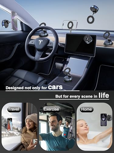 snanlen Upgraded 360° Vacuum Magnetic Phone Holder, Magnetic Car Phone Mount, Hands-Free Suction Cup Phone Holder for Car/Gym/Mirror/Shower/Smooth Surface, Car Mount Fit for iPhone 17 Pro Max White - color: White