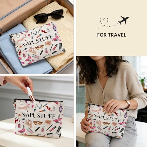 Nail Stuff Makeup Bag, Nail Technician Cosmetic Bags Zipper Pouch - color: Multicolor 105