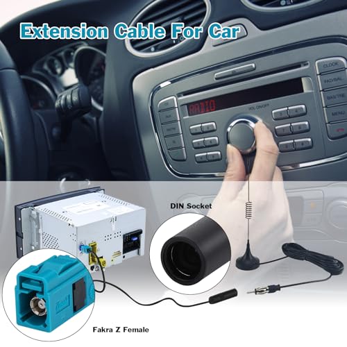 Car Antenna Extension Cable 6 Inch Universal Vehicle Car Stereo FM AM Radio Antenna Adapter Cable Fakra Z Female to DIN Socket Connector Cable for Car Stereo Audio HD Radio Head Unit - color: Female-Socket/6'/15CM
