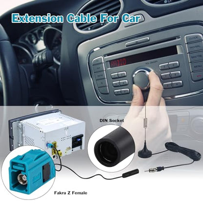 Car Antenna Extension Cable 6 Inch Universal Vehicle Car Stereo FM AM Radio Antenna Adapter Cable Fakra Z Female to DIN Socket Connector Cable for Car Stereo Audio HD Radio Head Unit - color: Female-Socket/6'/15CM