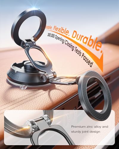 SUPERONE Magnetic Suction Cup Phone Holder for Magsafe, [88+LBS Ultra Grip & 2800gf Magnetic Power] 360° Adjustable Car Phone Mount, Cell Phone Holders for Your Car for iPhone 17 16 15 14 13 12 Series - size: Magsafe Suction Phone Holder